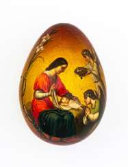 Rare paint Easter egg with a devotion to the child Jesus by the angels Rare paint Easter egg with a devotion to the child Jesus by the angels