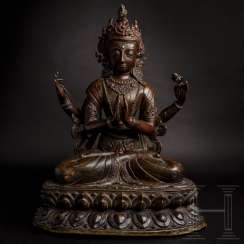 Statue de Bouddha Avalokiteshvara à quatre bras, Népal, 18e siècle Statue de Bouddha Avalokiteshvara à quatre bras, Népal, 18e siècle