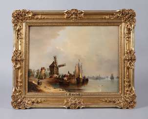 Anton Castell, river landscape with windmills Anton Castell, river landscape with windmills