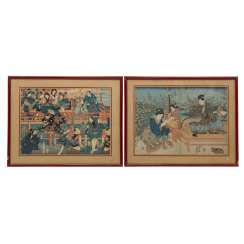 Paar Farbholzschnitte. JAPAN, Meiji-Zeit (1868-1912) Paar Farbholzschnitte. JAPAN, Meiji-Zeit (1868-1912)
