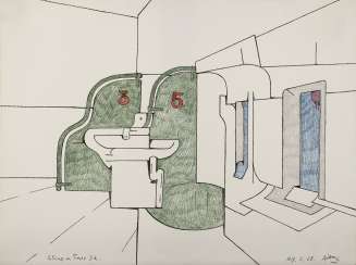 Valerio Adami (Bologna 1935): Latrine in Times SQ. 1968 Valerio Adami (Bologna 1935): Latrine in Times SQ. 1968