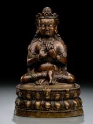 FINE BRONZE OF VIRUPA WITH SILVER INLAYS AND INSCRIPTION FINE BRONZE OF VIRUPA WITH SILVER INLAYS AND INSCRIPTION