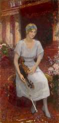 Portrait of the Violinist Cecilia Hansen, signed. Portrait of the Violinist Cecilia Hansen, signed.