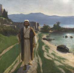 POLENOV, VASILY (1844-1927) He Resolutely Set Out for Jerusalem, signed. POLENOV, VASILY (1844-1927) He Resolutely Set Out for Jerusalem, signed.