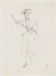 Gruau, René (1909 Rome - in 2004, ibid.). Fashion drawing for Christian Dior. 1948 Gruau, René (1909 Rome - in 2004, ibid.). Fashion drawing for Christian Dior. 1948