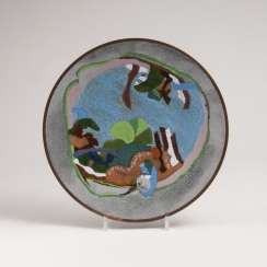 Emaille-Teller mit Landschaftsmotiv Emaille-Teller mit Landschaftsmotiv