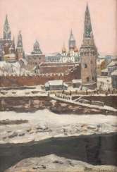 APOLLINARI MICHAILOWITSCH VASNEZOW 1856 Ryabovo / near Vyatka - 1933 Moscow View of the Moscow Kremlin Oil on canvas APOLLINARI MICHAILOWITSCH VASNEZOW 1856 Ryabovo / near Vyatka - 1933 Moscow View of the Moscow Kremlin Oil on canvas