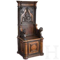 Italian Renaissance chair with rich marquetry decor, 15th / 19th centuries century Italian Renaissance chair with rich marquetry decor, 15th / 19th centuries century