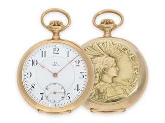 Pocket watch: extremely rare Omega Schützenuhr in Gold, limited edition Observatory chronometer, Swiss Federal Schützenfest Bern 1910 Pocket watch: extremely rare Omega Schützenuhr in Gold, limited edition Observatory chronometer, Swiss Federal Schützenfest Bern 1910