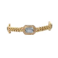 Flat curb bracelet with Aqua marine Flat curb bracelet with Aqua marine