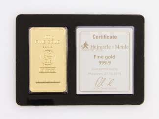 1 - gold bullion 100g gold bars, embossed, manufacturer, Heimerle + Meule 1 - gold bullion 100g gold bars, embossed, manufacturer, Heimerle + Meule