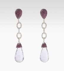 Amethyst-Pinksaphir-Brillant-Ohrhänger Amethyst-Pinksaphir-Brillant-Ohrhänger