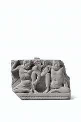 A RARE GRAY SCHIST RELIEF DEPICTING ATLANTYD FIGURES A RARE GRAY SCHIST RELIEF DEPICTING ATLANTYD FIGURES