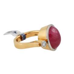 Ring with oval ruby cabochon approx. 14 ct Ring with oval ruby cabochon approx. 14 ct