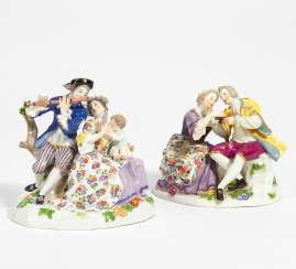 Two porcelain groups of lovers Two porcelain groups of lovers