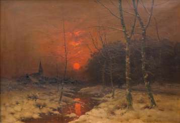 Winter landscape with sunset. Johann Jungblut Winter landscape with sunset. Johann Jungblut