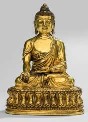 Fire-gilt Bronze of the bhaisajya guru on a Lotus Fire-gilt Bronze of the bhaisajya guru on a Lotus