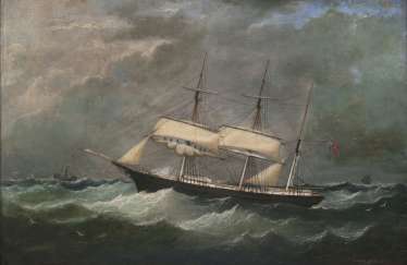 A Norwegian three-master in a storm A Norwegian three-master in a storm