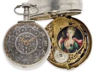 Pocket watch: early and exceptional German pocket watch with enamelled spindle-clamp, Kaspar Sacherer (Sackherer, Sackerer, Schakerer, Sacra), Friedberg 1672-1723 Pocket watch: early and exceptional German pocket watch with enamelled spindle-clamp, Kaspar Sacherer (Sackherer, Sackerer, Schakerer, Sacra), Friedberg 1672-1723