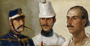 Head study of three French soldiers Head study of three French soldiers