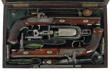 Duellierpistolen als Siegerauszeichnung für Hugo Graf von Greifenau Saarn Duellierpistolen als Siegerauszeichnung für Hugo Graf von Greifenau Saarn