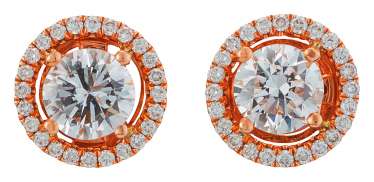 Pair of rose gold entourage ear studs with diamonds Pair of rose gold entourage ear studs with diamonds