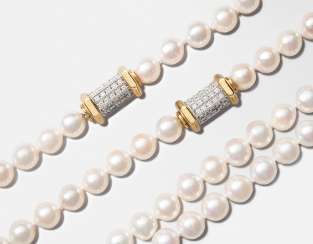 Akoya Cultured Pearl And Diamond Sautoir Akoya Cultured Pearl And Diamond Sautoir