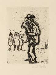 Уличный музыкант и детей, 1909 Уличный музыкант и детей, 1909