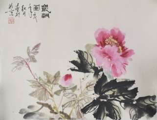Peonies Painting, China, Unmon- Peonies Painting, China, Unmon-