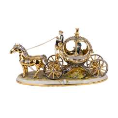 CAPODIMONTE figure group, 'Carriage with 2 horses, 20. Century. CAPODIMONTE figure group, 'Carriage with 2 horses, 20. Century.