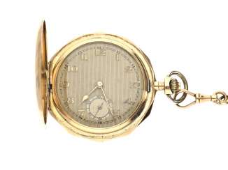 Pocket watch: great, extraordinary gold watch chain, approx. 1920 savonnette with very high quality Golden Pocket watch: great, extraordinary gold watch chain, approx. 1920 savonnette with very high quality Golden