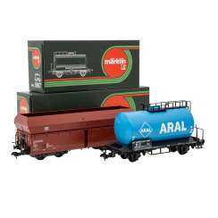 MÄRKLIN 2шт извитых канальцев грузовых вагонов, колея 1. MÄRKLIN 2шт извитых канальцев грузовых вагонов, колея 1.