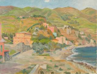 CARL CHRISTOPH HARTIG 1888 Davos - 1975 in Düsseldorf, THE ITALIAN fishing village of MONTEROSSO in THE CINQUE TERRE CARL CHRISTOPH HARTIG 1888 Davos - 1975 in Düsseldorf, THE ITALIAN fishing village of MONTEROSSO in THE CINQUE TERRE