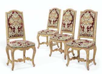 A SET OF TEN REGENCE-STYLE GILT-WALNUT DINING CHAIRS A SET OF TEN REGENCE-STYLE GILT-WALNUT DINING CHAIRS