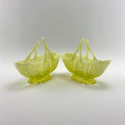 Serving bowls of uranium glass Serving bowls of uranium glass