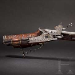 Hunting luxury-wheel-lock rifle with Empire-cut castle, South German, probably Augsburg, about 1700 Hunting luxury-wheel-lock rifle with Empire-cut castle, South German, probably Augsburg, about 1700