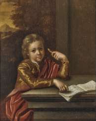 Portrait of a boy with a recorder and music book Portrait of a boy with a recorder and music book