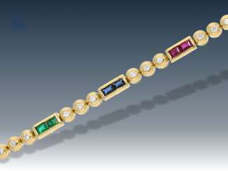 Bracelet: petite, very decorative and modern bracelet with high quality color stones and the finest diamonds Bracelet: petite, very decorative and modern bracelet with high quality color stones and the finest diamonds