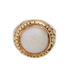 Massive Ring with a white opal cabochon Massive Ring with a white opal cabochon