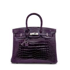 A SHINY AMÉTHYSTE POROSUS CROCODILE BIRKIN 35 WITH PALLADIUM HARDWARE A SHINY AMÉTHYSTE POROSUS CROCODILE BIRKIN 35 WITH PALLADIUM HARDWARE