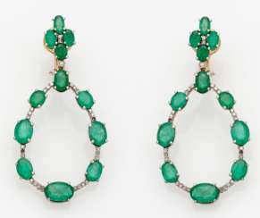 Pair of Russian emerald drop earrings Pair of Russian emerald drop earrings