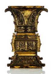 Gold-plated Bronze in the Form of a zun in archaic style Gold-plated Bronze in the Form of a zun in archaic style