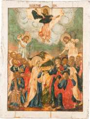 A MONUMENTAL ICON OF THE ASCENSION OF CHRIST FROM A CHURCH ICONOSTASIS A MONUMENTAL ICON OF THE ASCENSION OF CHRIST FROM A CHURCH ICONOSTASIS