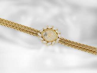 Armbanduhr: sehr dekorative und ehemals sehr teure vintage Chopard Luxus-Schmuckuhr mit Diamantbesatz, insgesamt ca. 1,95ct, 18K Gelbgold Armbanduhr: sehr dekorative und ehemals sehr teure vintage Chopard Luxus-Schmuckuhr mit Diamantbesatz, insgesamt ca. 1,95ct, 18K Gelbgold