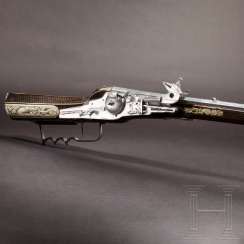 Military wheel lock rifle, Balthasar Dressler in Dresden, dated 1596 Military wheel lock rifle, Balthasar Dressler in Dresden, dated 1596