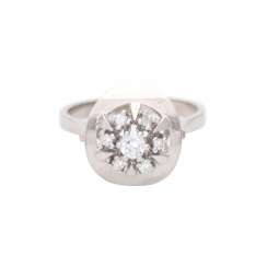 Bague dame, sertie de 7 Diamants 1 Pierre corrompu en même temps pendant environ 0,13 ct. W/i-Pi3 Bague dame, sertie de 7 Diamants 1 Pierre corrompu en même temps pendant environ 0,13 ct. W/i-Pi3