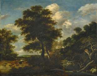 van Ruysdael, Jacob Salomonsz.. forest landscape with cattle. van Ruysdael, Jacob Salomonsz.. forest landscape with cattle.