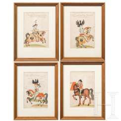 Four graphics from a tournament book, South German, 1. Half of the 16th century. Century Four graphics from a tournament book, South German, 1. Half of the 16th century. Century