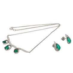 Jewelry set with emeralds and diamonds, Jewelry set with emeralds and diamonds,
