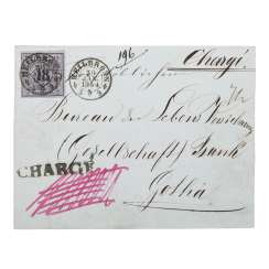 Alt-Württemberg - 1854, Rare single franking of the 18 cruiser Alt-Württemberg - 1854, Rare single franking of the 18 cruiser